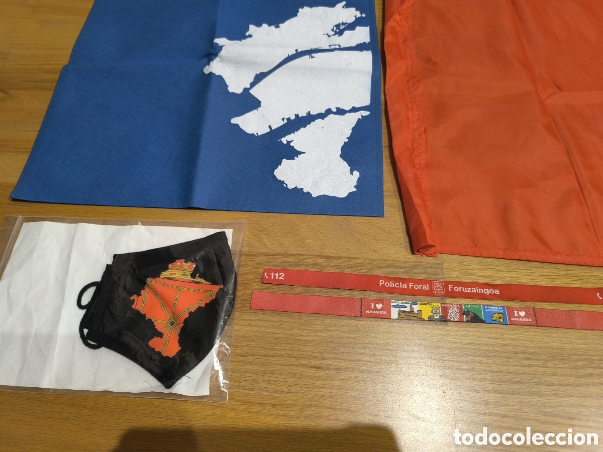 Nuevo: LOTE BANDERA NAVARRA, PULSERAS, PINES, BOLSA TELA, MASCARILLA
