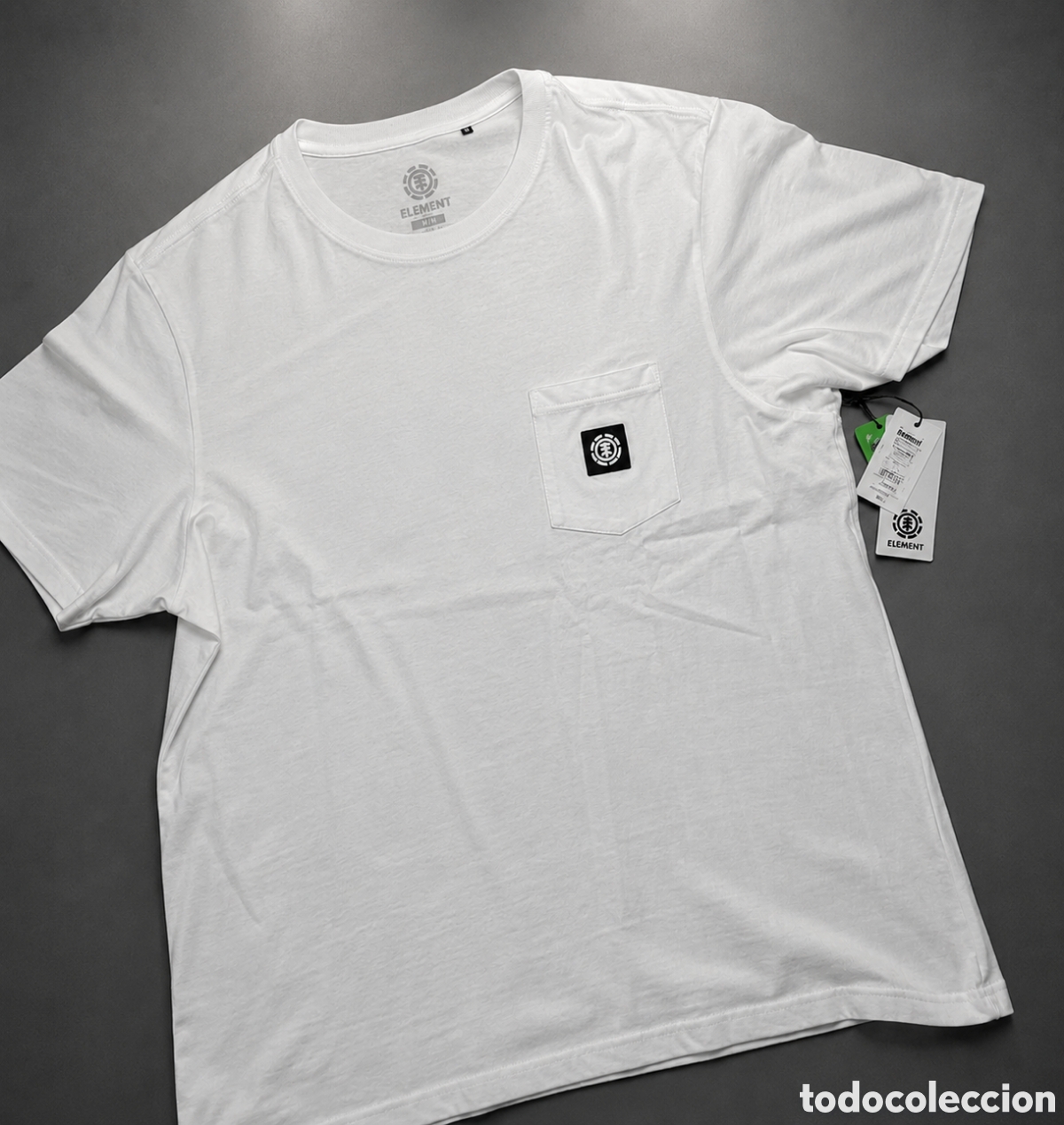Nuevo: Camiseta Element Icon Label Pocket blanca algod&oacute;n org&aacute;nico talla L