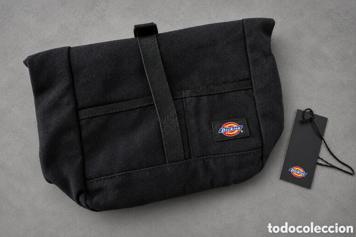 Nuevo: Dickies neceser de lona negra canvas con etiquetas