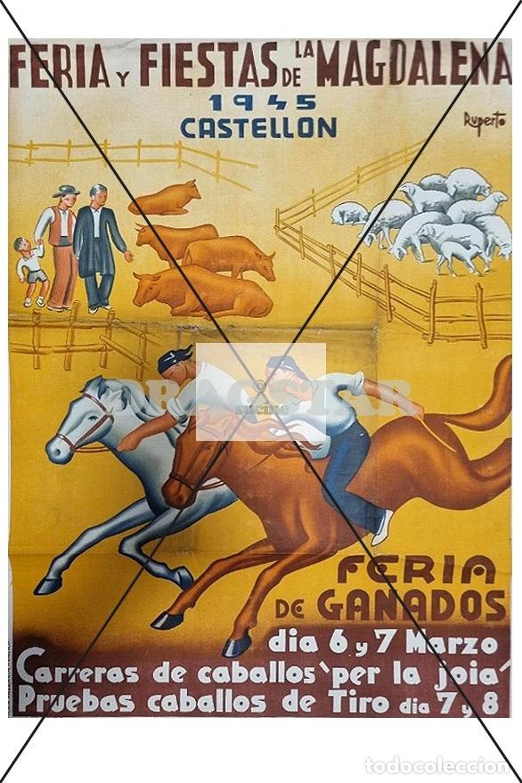 Nuevo: CASTELL&Oacute;N EN EL RECUERDO, ANTIGUO CARTEL DE LA FERIA DE GANADO EN 1954 C-80