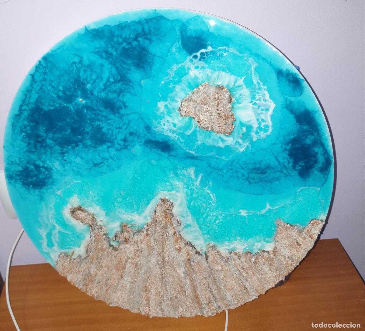 Nuevo: Arte de pared con tem&aacute;tica oce&aacute;nica en resina &ndash; Pintura redonda de olas en epoxi