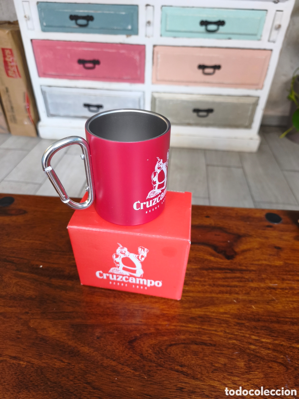 Nuevo: Vaso de aluminio Cruzcampo con mosquet&oacute;n - Foto 3