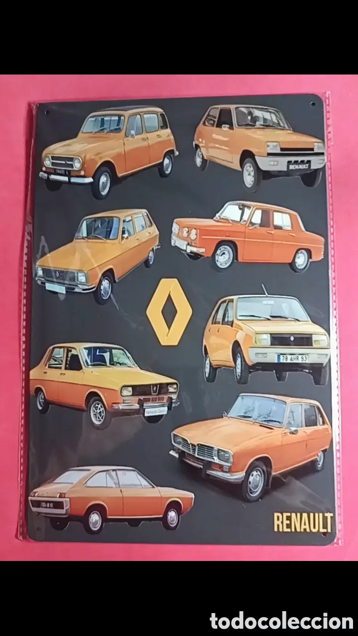 Nuevo: Cartel Met&aacute;lico Renault Naranja