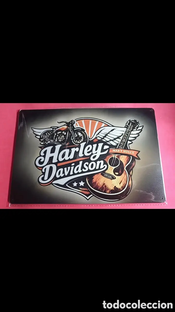 Nuevo: Cartel Met&aacute;lico Harley-Davidson Guitarra Moto