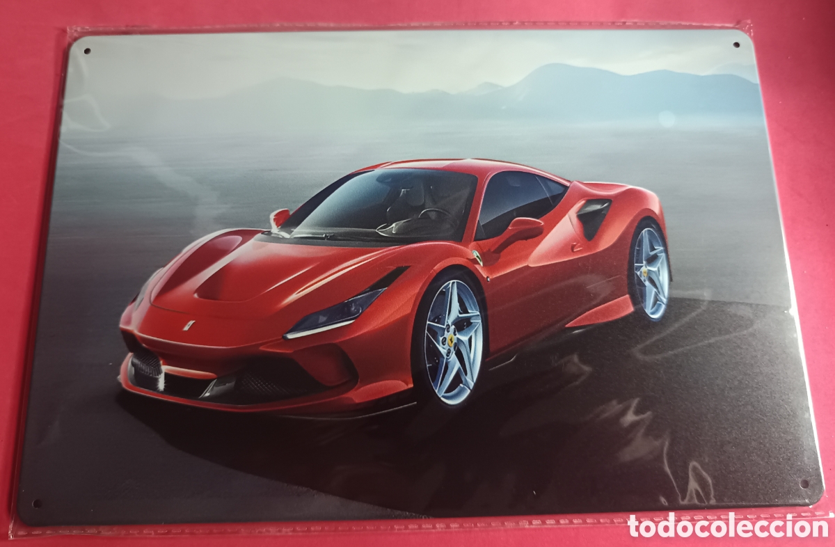 Nuevo: Cartel Met&aacute;lico Coche Deportivo Rojo
