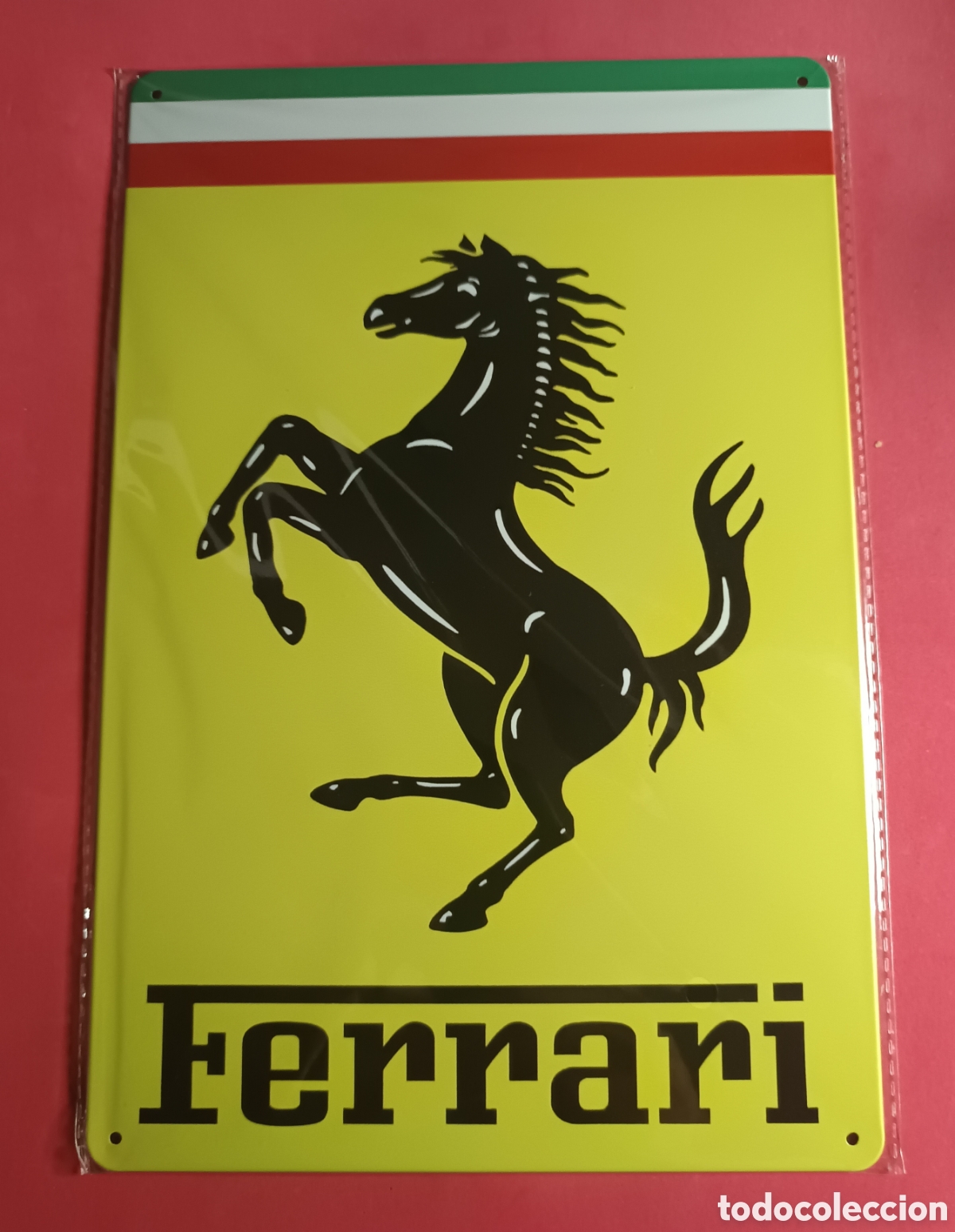 Nuevo: Cartel Met&aacute;lico Ferrari Negro y Amarillo
