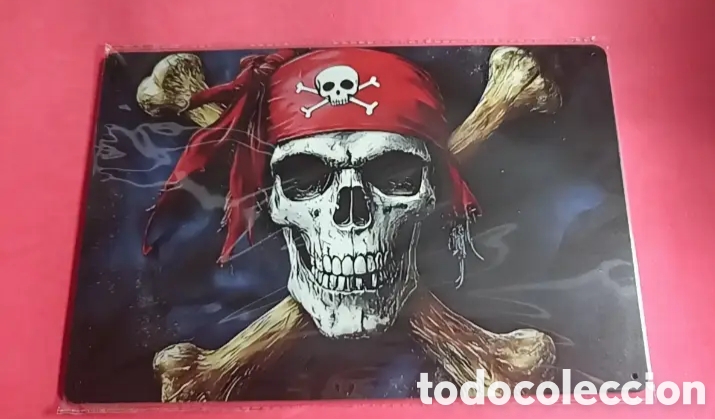 Nuevo: Cartel Met&aacute;lico Calavera Pirata