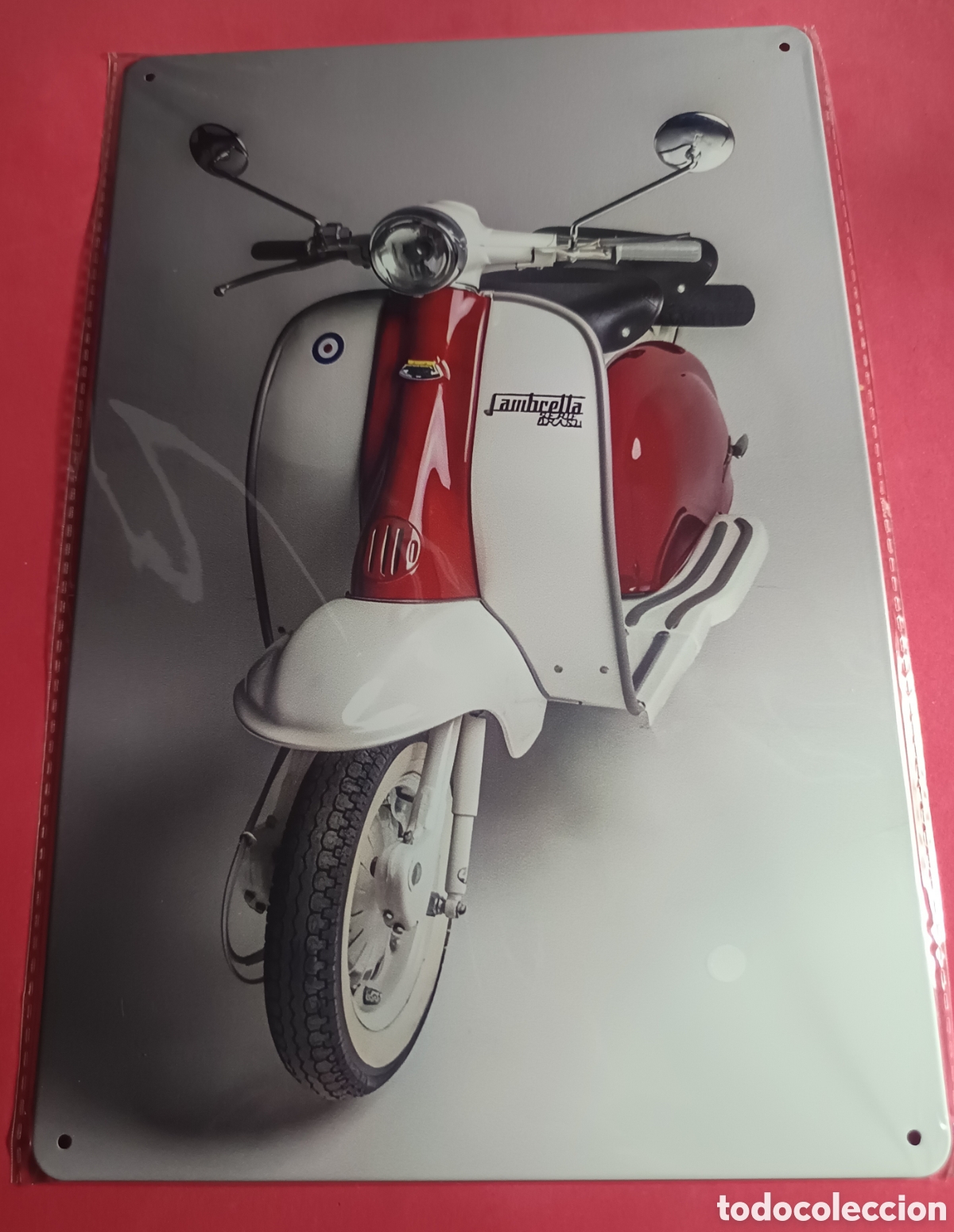 Nuevo: Cartel Met&aacute;lico Moto Scooter Rojo Blanco
