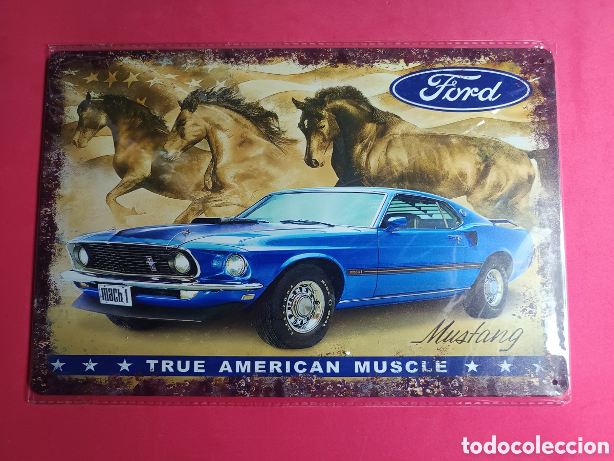 Nuevo: Cartel Met&aacute;lico Ford Mustang True American Muscle
