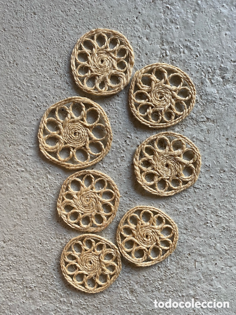 Nuevo: Set de 7 Posavasos de Sisal Artesanales