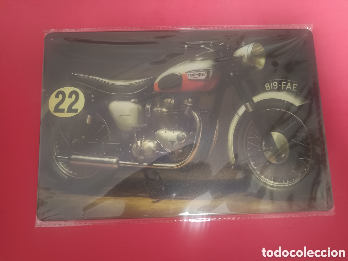 Nuevo: Cartel Met&aacute;lico Moto Triumph