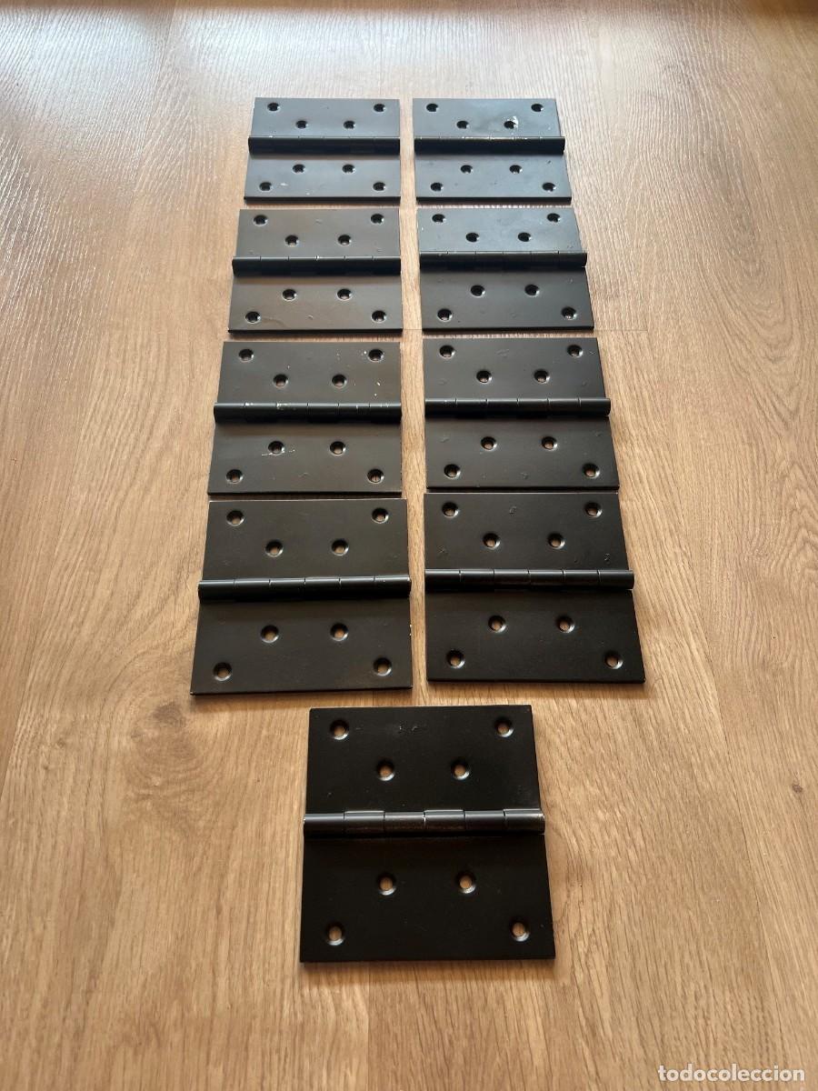Nuevo: Lote de 9 bisagras met&aacute;licas negras de gran tama&ntilde;o 12 x 12 cm