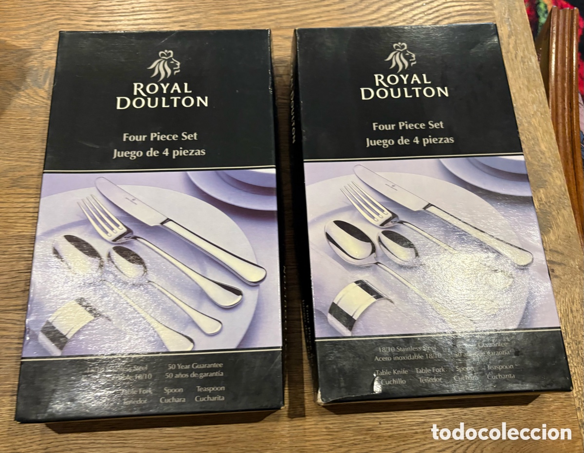 Nuevo: CUBERTER&Iacute;A ORIGINAL ROYAL DOULTON - 2 JUEGOS NUEVOS DE CUATRO PIEZAS