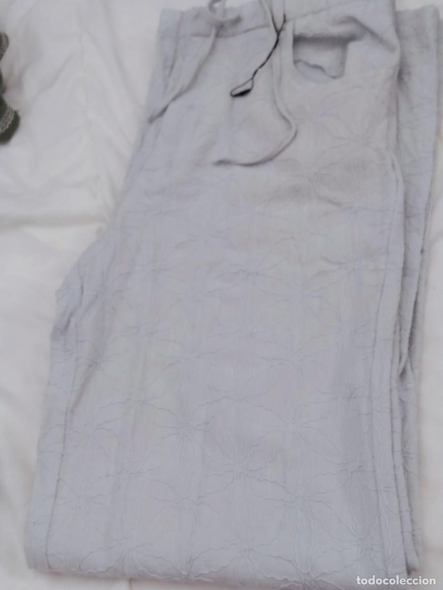 Nuevo: Pantalones a ESTRENAR DE ESTRADIVARIOS AZUL CELESTE Y BROCADO BLANCO MUY C&Oacute;MODO