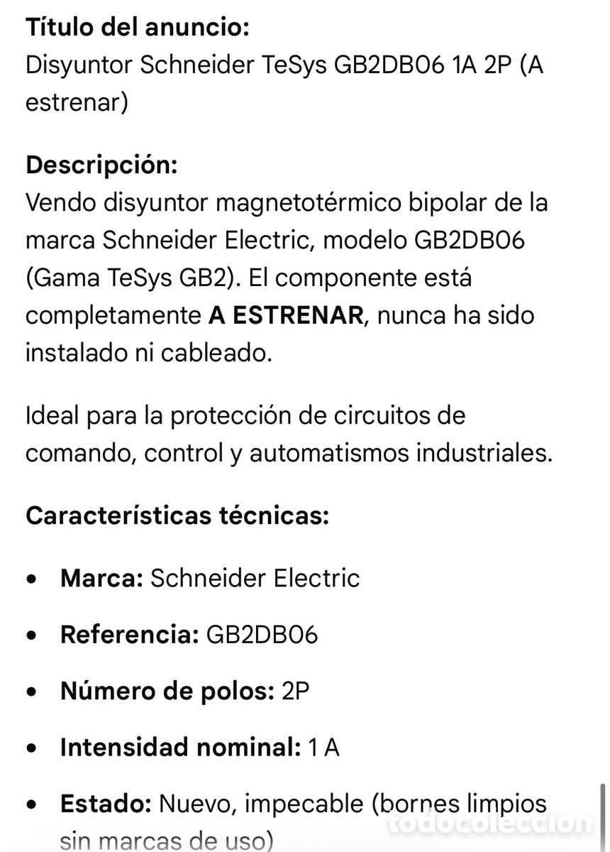 Nuevo: DISYUNTOR MAGNETOTERMICO MARCA SCHNEIDER NUEVO - Foto 5