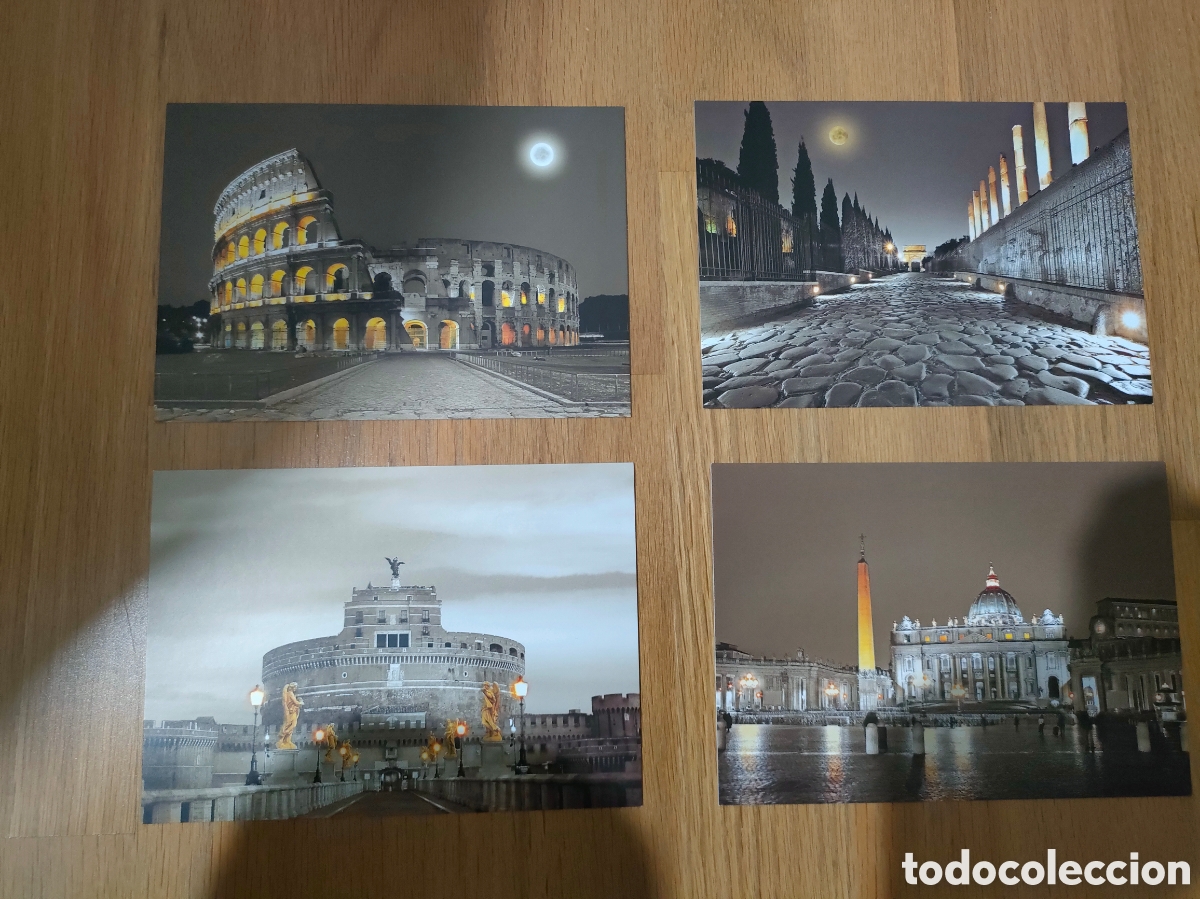 Nuevo: Cuatro bonitas postales Roma nocturno