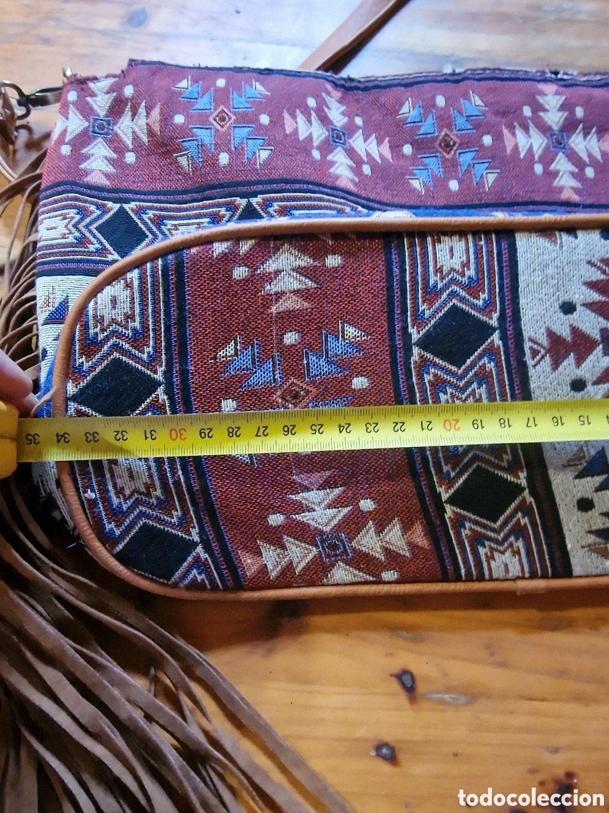 Nuevo: Bonito bolso de tela,marca msk,con flecos - Foto 3