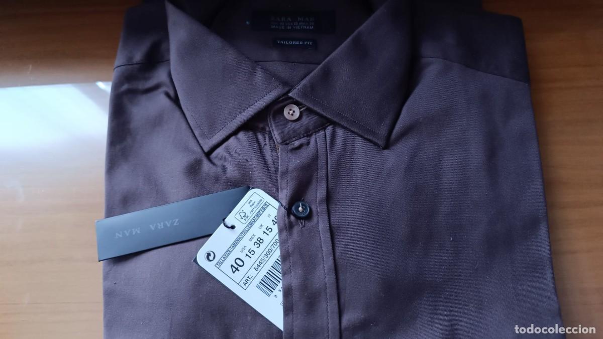 Nuevo: CAMISA CABALLERO MARR&Oacute;N MANGA LARGA - ZARA MAN - TALLA 40 - NUEVA, A ESTRENAR !!
