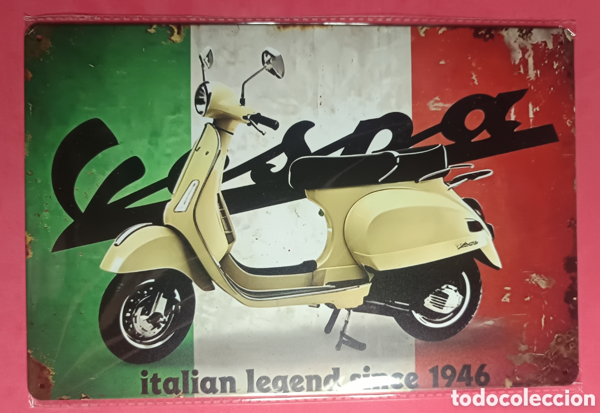 Nuevo: Cartel Met&aacute;lico Vespa Italian Legend