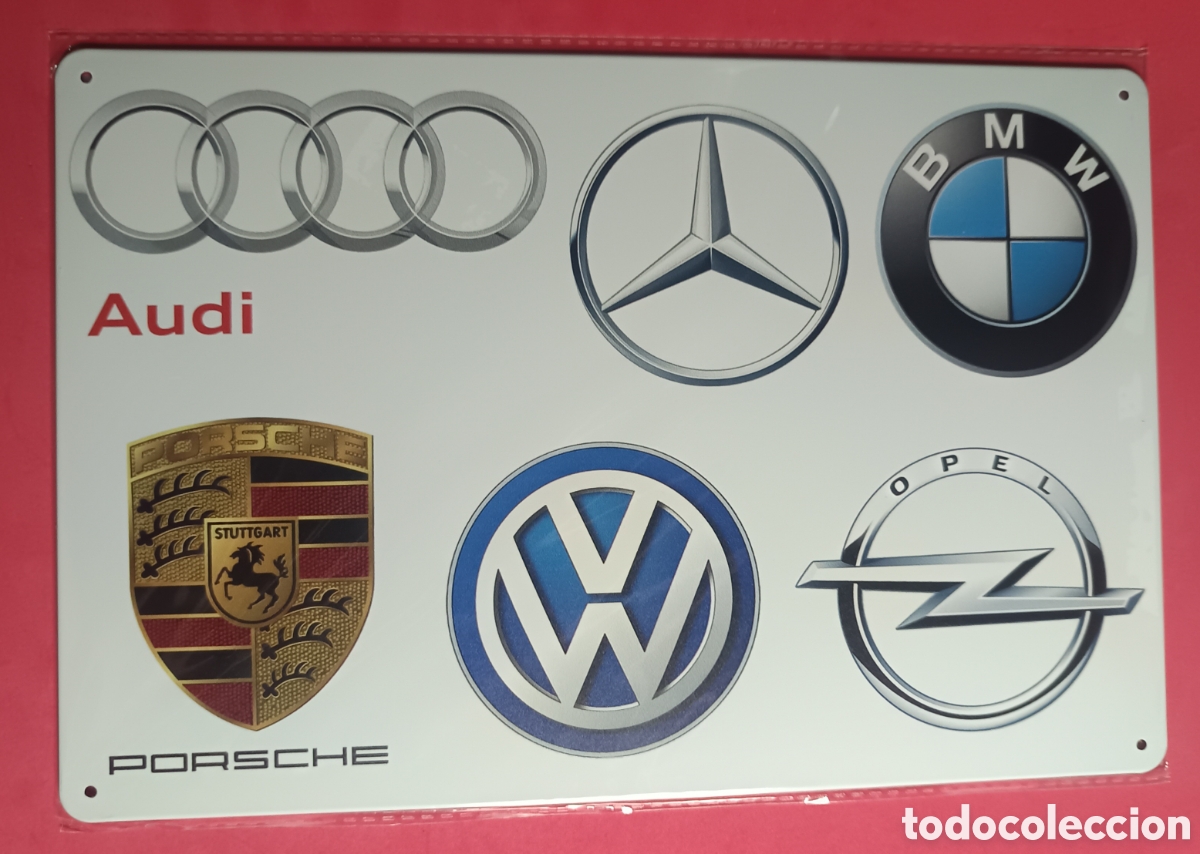 Nuevo: Cartel Met&aacute;lico Coches: Audi, BMW, Mercedes, Opel,