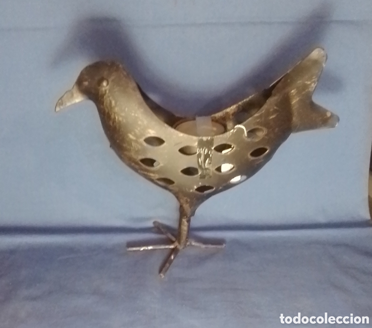 Nuevo: Figura de pajaro portavelas metal