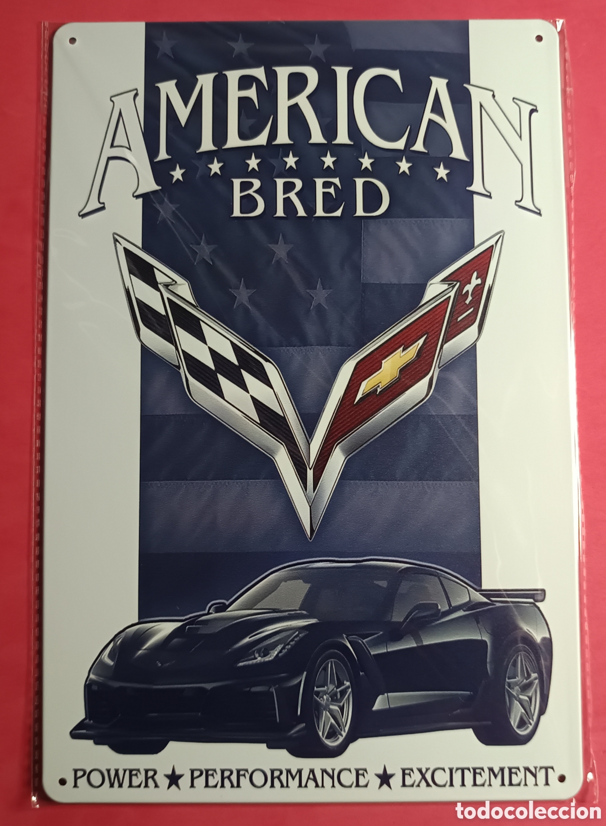 Nuevo: Cartel Met&aacute;lico Corvette American Bred