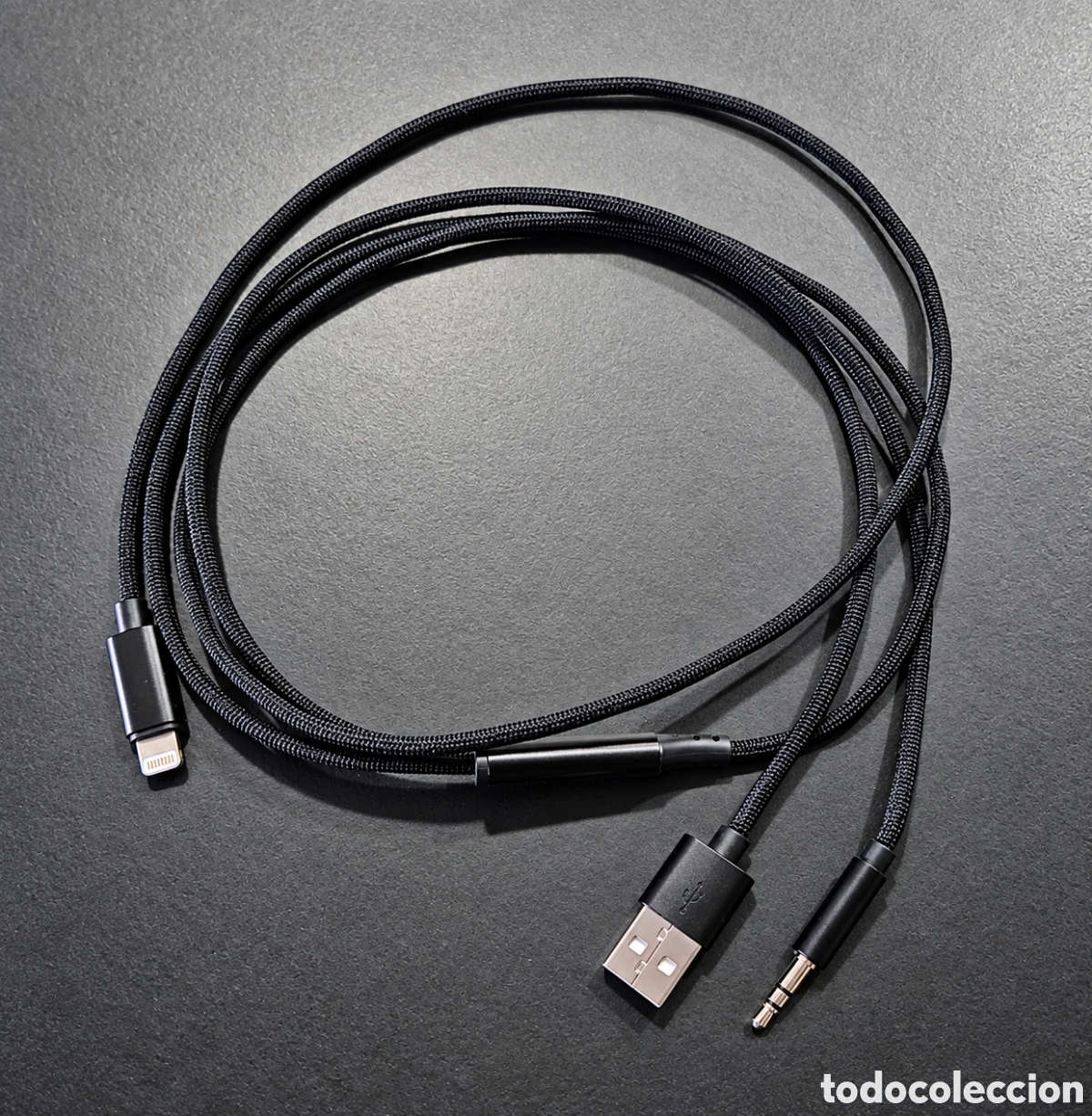 Nuevo: Cable de audio para coche Lightning iPhone AUX 3,5 mm USB-A trenzado 120 cm