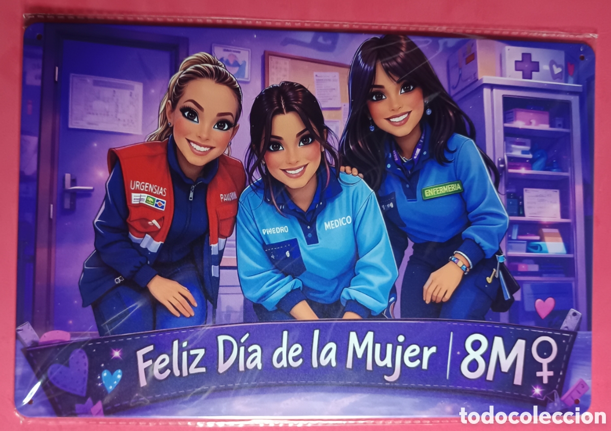 Nuevo: Cartel met&aacute;lico Feliz D&iacute;a de la Mujer