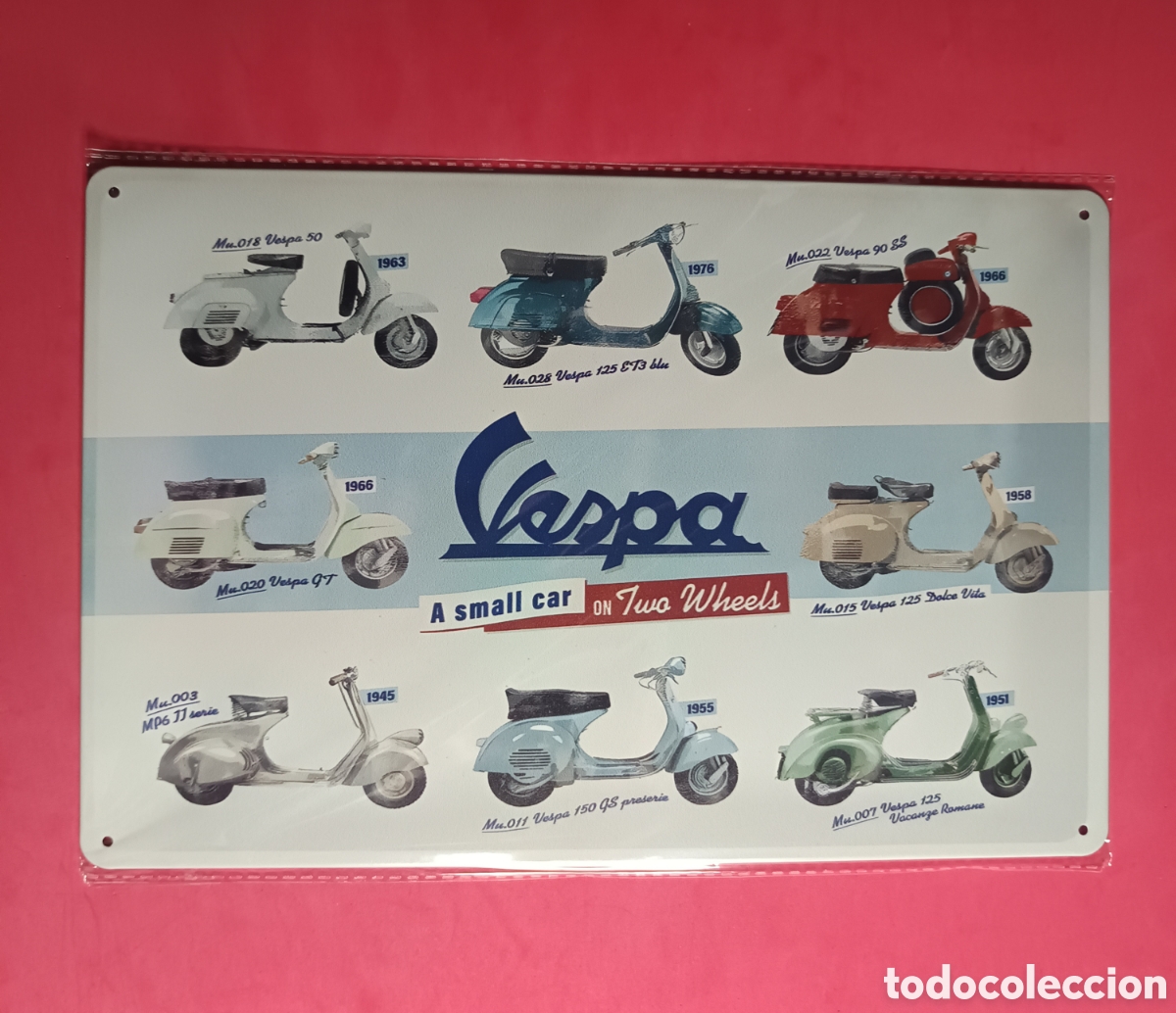 Nuevo: Cartel Met&aacute;lico Vespa Vintage