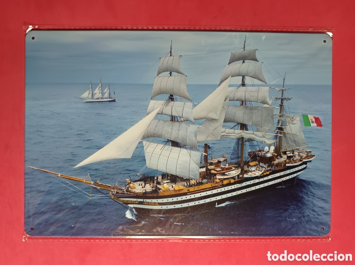 Nuevo: Cartel Met&aacute;lico Barco Velero Am&eacute;rico Vespucio.