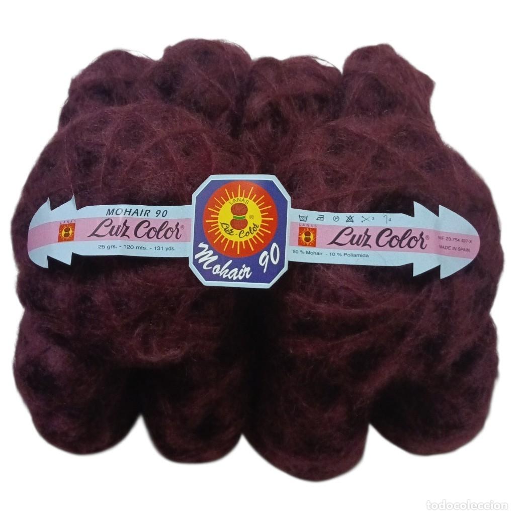 Nuevo: Lote 10 ovillos Mohair Poliamida burdeos