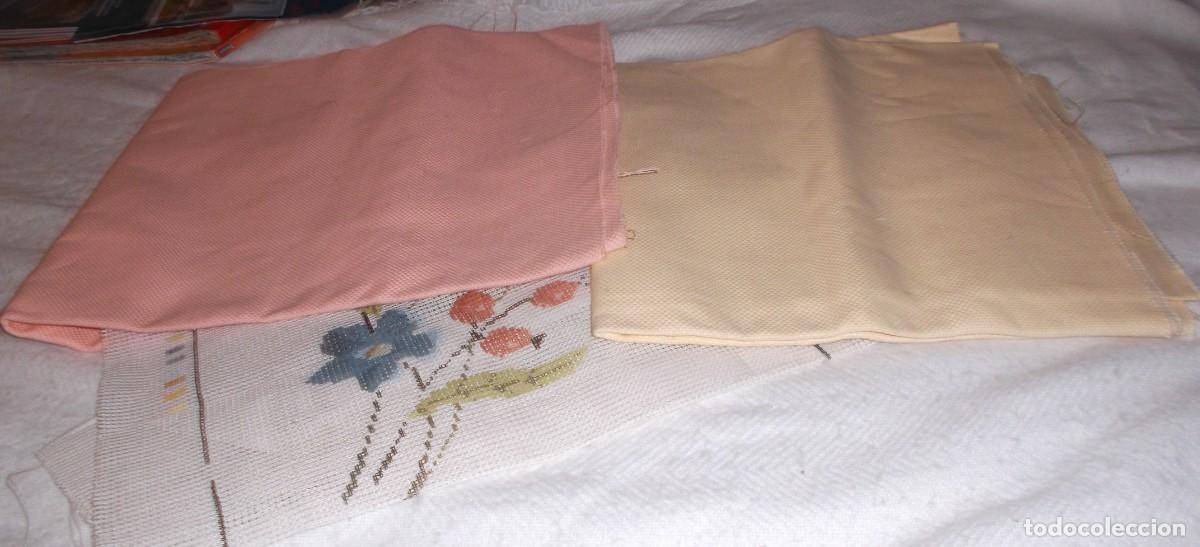 Nuevo: tela aida para punto de cruz 2 piezas de 1,50 cm larga x 50 cm de ancha color amarillo y salmon