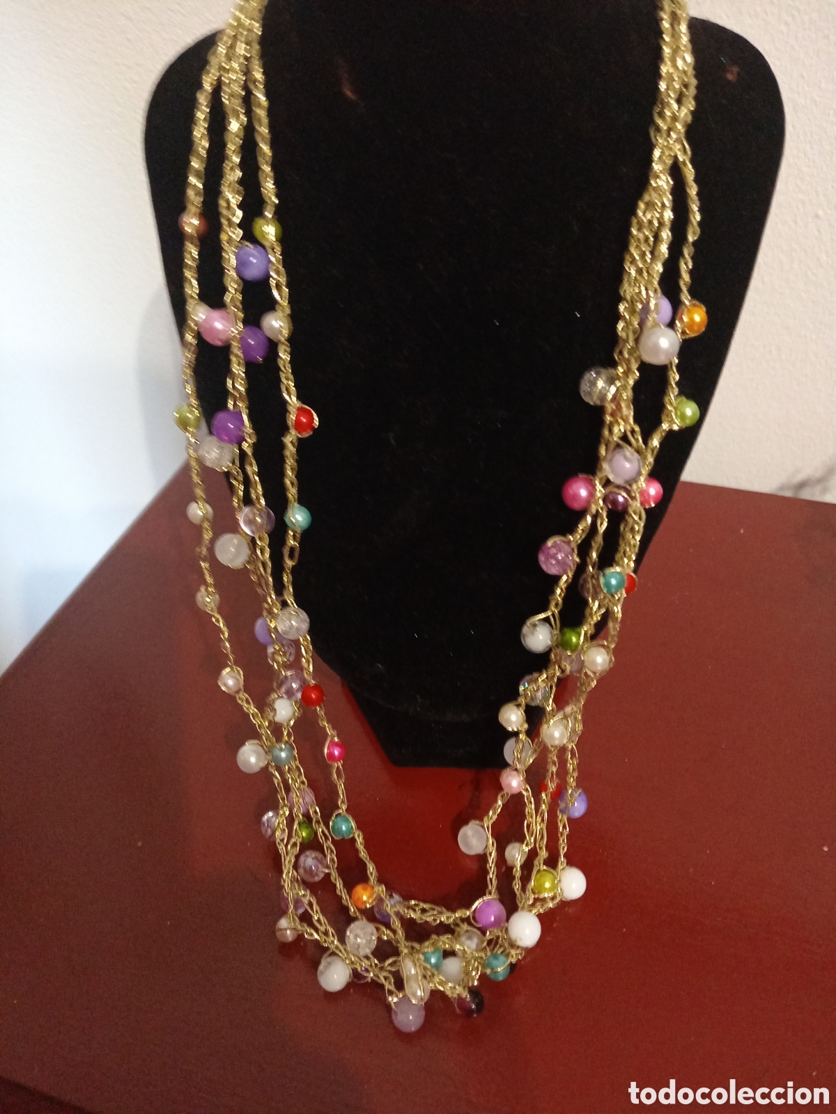 Nuevo: Collar de ganchillo con hilo de oro para mujer