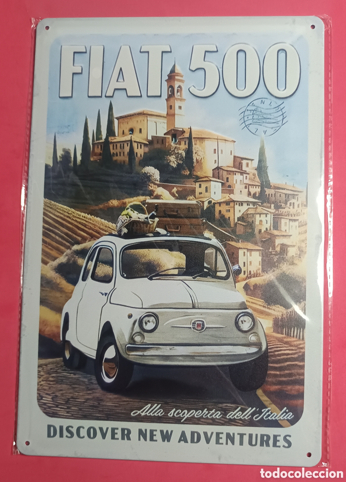 Nuevo: Cartel Met&aacute;lico Fiat 500 Italia