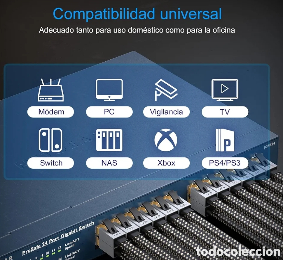 Nuevo: Cable Ethernet Cat 7 Negro/Plateado - Foto 8