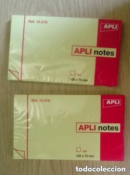 Neu: lote 2 Blocs nuevos notas adhesivas apli notes-125x75 mm 100 hojas-material-a&ntilde;os 90 o 2000