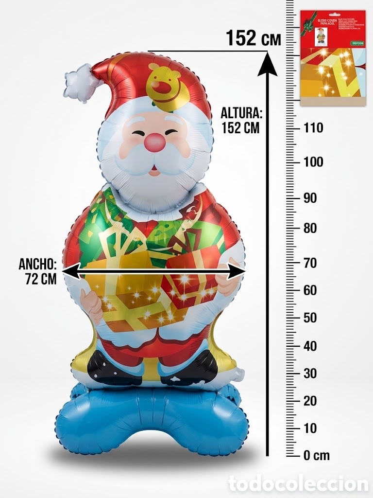 Nuevo: Globo Pap&aacute; Noel Gigante 152 cm - Globo de Navidad Grande Inflable para Decoraci&oacute;n