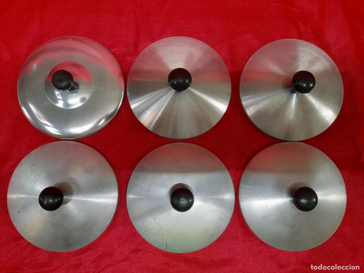 Nuevo: Lote 6 Tapas Aluminio Ligero Vintage - Di&aacute;metro 10 cm - Restos de Tienda (5 C&oacute;nicas + 1 Abombada )