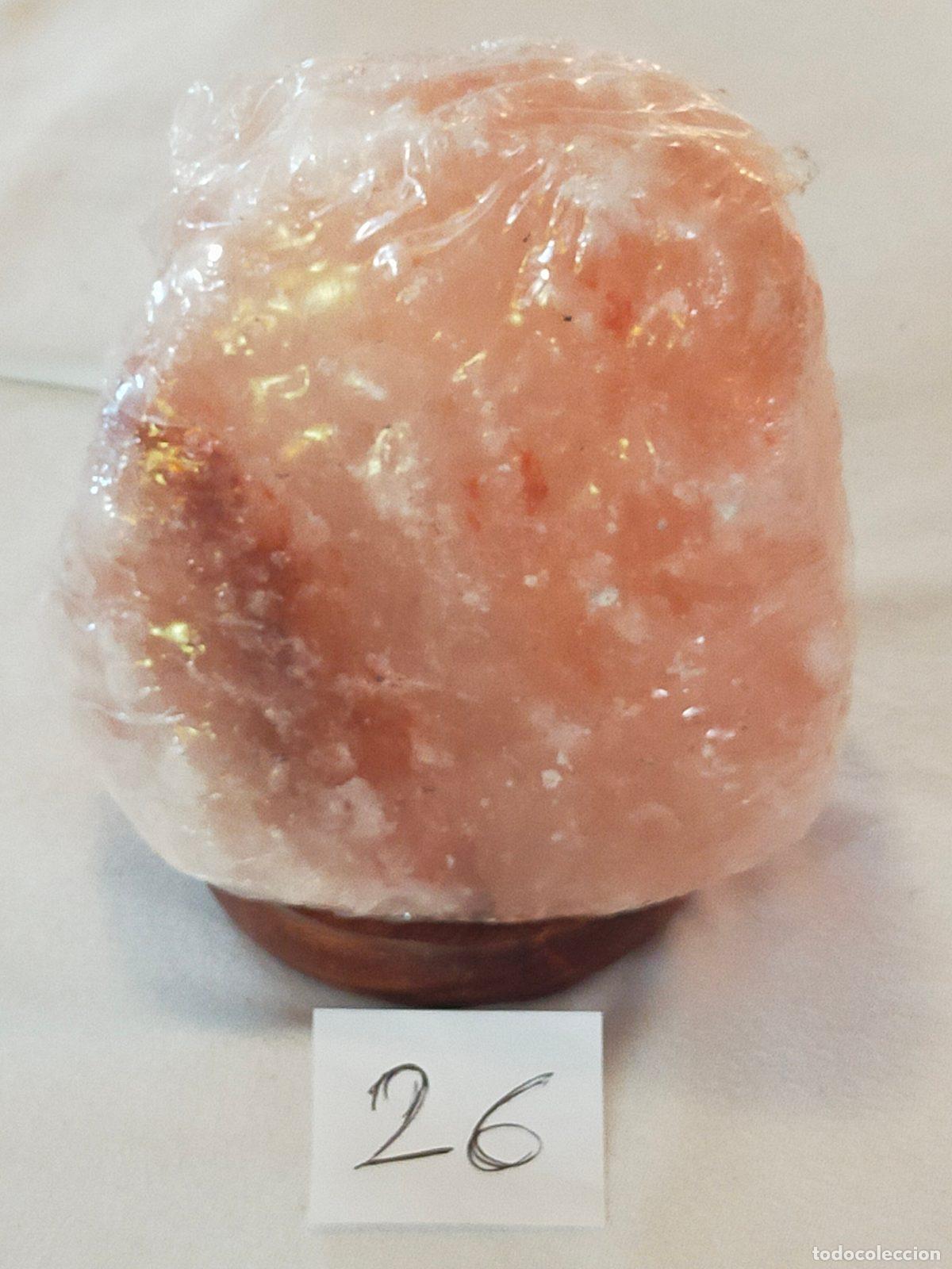 Nuevo: Lampada di Sale Rosa dell'Himalaya Naturale con Base in Legno