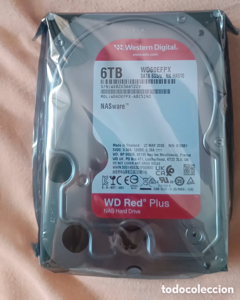 Nuevo: Disco Duro 6TB WD Red Plus NAS HDD 3.5&rdquo; SATA 6Gb/s CMR WD60EFPX Nuevo Precintado