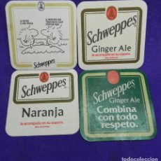 Otras Botellas y Bebidas Antiguas de colección: LOTE DE 4 ANTIGUOS POSAVASOS DE TONICA SCHWEPPES