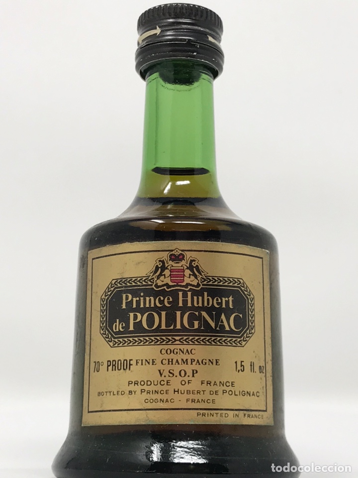 Cognac Prince Hubert de Polignac V.S.O.P. de los años 60-70, de 5cl,  miniatura/botellín