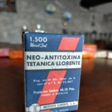 Otras Botellas y Bebidas Antiguas de colección: ANTIGUA CAJA DE MEDICAMENTO / FARMACIA VACUNA NEO-ANTITOXINA TETANICA LLORENTE