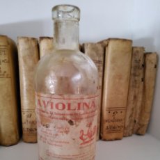 Otras Botellas y Bebidas Antiguas de colección: ANTIGUO FRASCO DE FARMACIA VETERINARIA, AVIOLINA ROJO, PRIMERA MITAD SIGLO XX