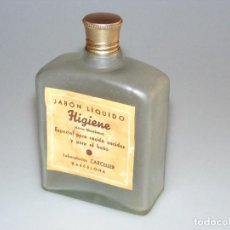 Otras Botellas y Bebidas Antiguas de colección: ANTIGUA BOTELLA DE JABÓN LÍQUIDO HIGIENE - VACÍA - CRISTAL ESMERILADO.. Lote 354160558