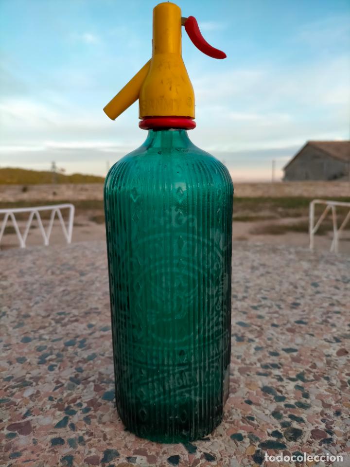 botellon de cristal verde con tapon - botella d - Compra venta en  todocoleccion