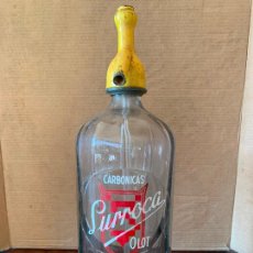 Otras Botellas y Bebidas Antiguas de colección: ANTIGUO SIFON....SURROCA. OLOT. CAPUCHON METALICO. Lote 388785064