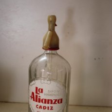 Otras Botellas y Bebidas Antiguas de colección: BOTELLA SIFON LA ALIANZA - CADIZ. Lote 401019879