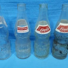 Otras Botellas y Bebidas Antiguas de colección: LOTE DE 4 BOTELLAS VACIAS REFRESCO CAMPING 4 MODELOS DE SERIGRAFIA .. Lote 401481234