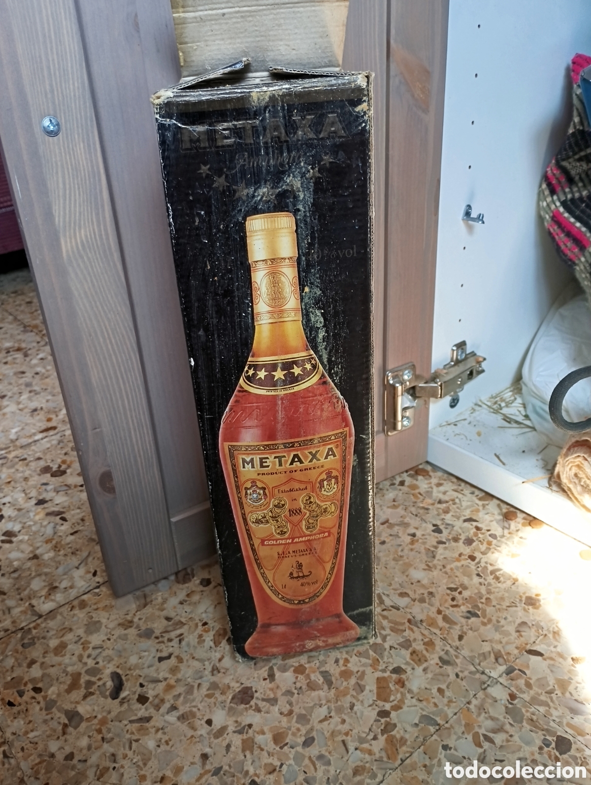 Otras Botellas y Bebidas Antiguas de colecci&oacute;n: Botella Metaxa Golden Amphora 1L sellada con caja &ndash; vintage 1990-2000